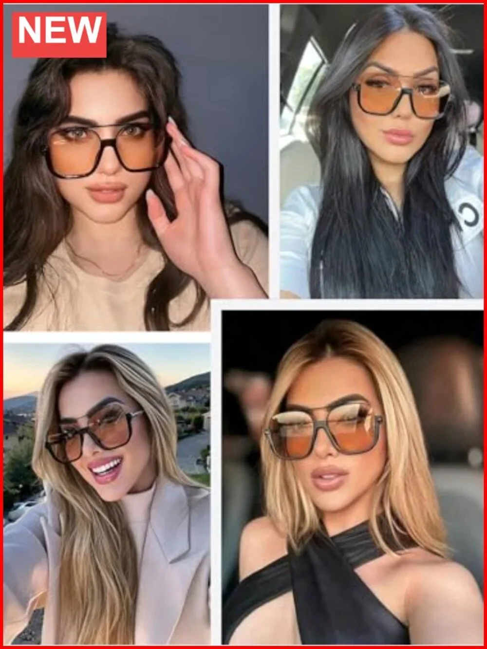Unisex Retro Square Aviator Sunglasses Oversized Tinted Shades UV400